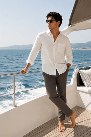 White Linen Blend Shirt – Regular Fit