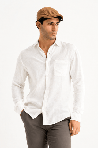 White Linen Blend Shirt – Regular Fit