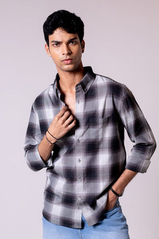 Regular Fit Black Grey Checkered Shirt