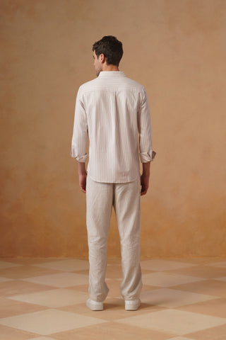 Lilac Striped Cotton Shirt – Regular Fit, Full Sleeves