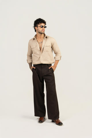 Men’s Full Sleeve Safari Shirt – Beige