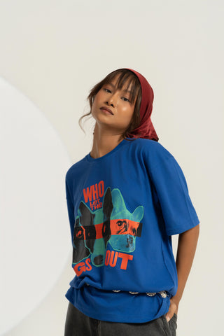 "Who Let the Dogs Out" Graphic Tee – Women's Oversized Streetwear T-Shirt