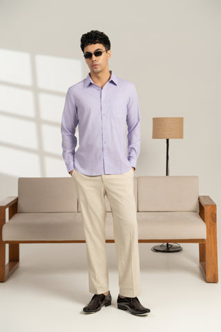 MinusOne Men’s Lilac Striped Cotton Shirt – Regular Fit, Full Sleeves