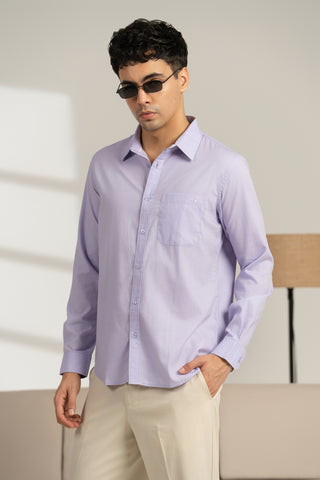 MinusOne Men’s Lilac Striped Cotton Shirt – Regular Fit, Full Sleeves