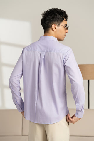 MinusOne Men’s Lilac Striped Cotton Shirt – Regular Fit, Full Sleeves