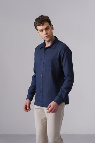 Blue Checked Cotton Shirt – Regular Fit, Full Sleeves