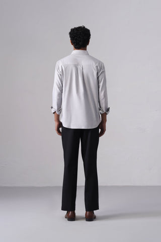 Grey Oxford Cotton Shirt – Regular Fit, Full Sleeves