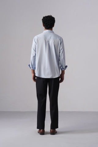 Light Blue Brushed Cotton Shirt – Regular Fit, Full Sleeves
