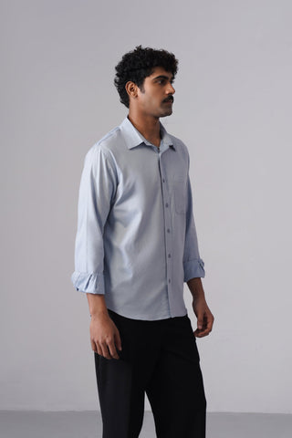Light Blue Brushed Cotton Shirt – Regular Fit, Full Sleeves