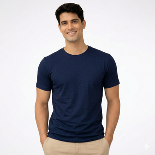Supima Cotton Crew Neck T-Shirt  - Navy
