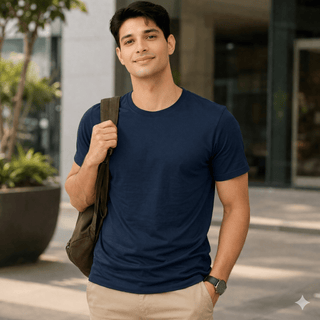 Supima Cotton Crew Neck T-Shirt  - Navy