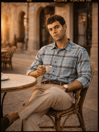 Green Checkered Cotton Shirt – Regular Fit, Full Sleeves