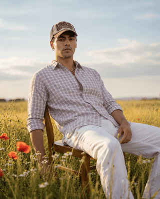 Lavender Checkered Cotton Shirt – Full Sleeve, Regular Fit