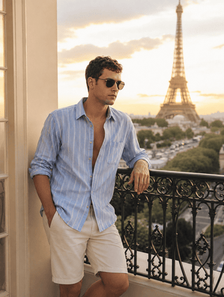 Light Blue Striped Brushed Cotton Shirt – Regular Fit