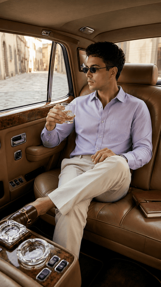 Lilac Solid Cotton Shirt – Regular Fit, Full Sleeves
