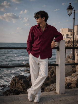 Maroon Oxford Organic Cotton Shirt – Regular Fit