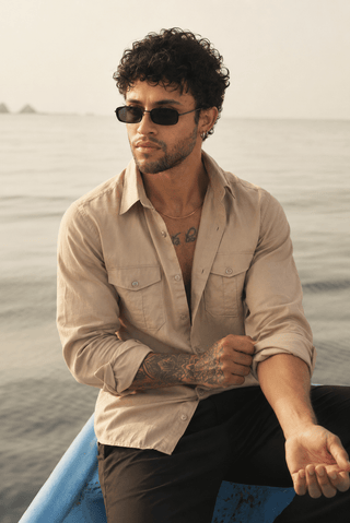 Men’s Full Sleeve Safari Shirt – Beige