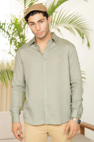 Minus One Men’s Green Tencel Shirt – Regular Fit Minus One