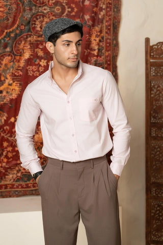 Minus One Men’s Pink Oxford Cotton Shirt – Regular Fit Minus One