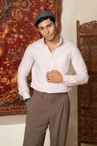 Minus One Men’s Pink Oxford Cotton Shirt – Regular Fit Minus One