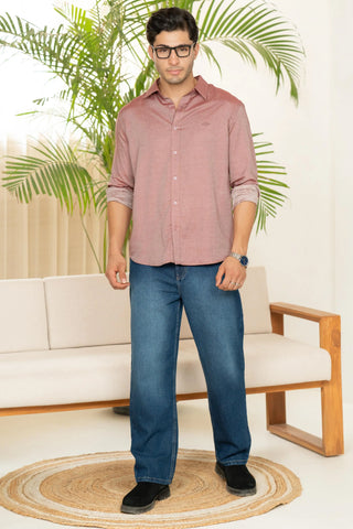 Minus One Men’s Red Tencel Shirt – Regular Fit Minus One