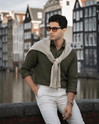Organic Olive Oxford Cotton Shirt – Regular Fit