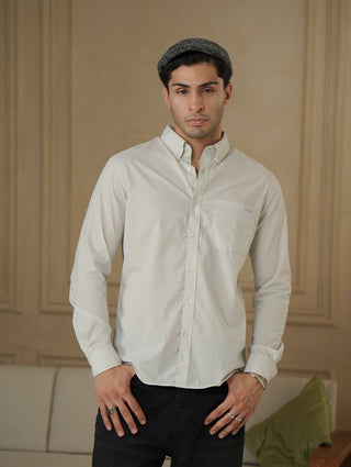 Grey Checkered Organic Cotton Shirt – Button-Down Collar | Regular Fit