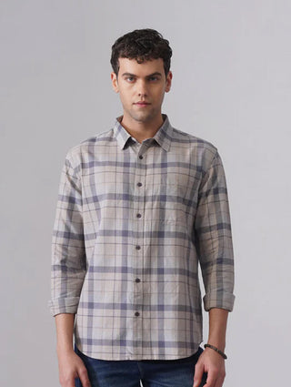 Blue Checkered Cotton Shirt – Regular Fit, Full Sleeves