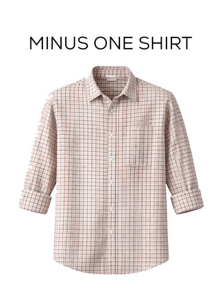 Beige & Maroon Checkered Cotton Shirt – Regular Fit, Full Sleeves