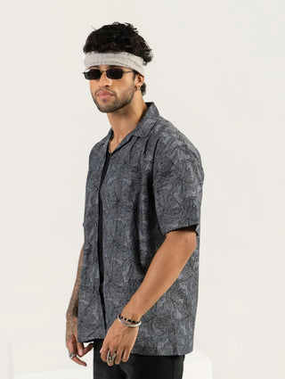 Printed Cuban Collar Shirt – Loose Fit Short Sleeve