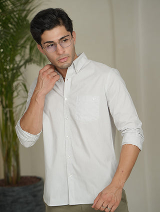 White Striped Organic Cotton Shirt – Button-Down Collar | Regular Fit