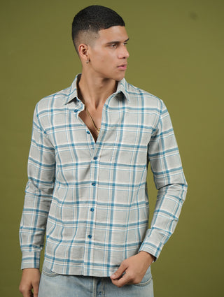 Blue Checked Cotton Shirt – Regular Fit
