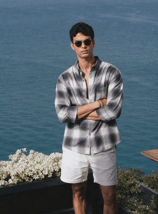 Regular Fit Black Grey Checkered Shirt