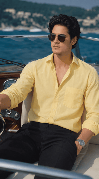 Slim Fit Full Sleeves Shirt-Yellow