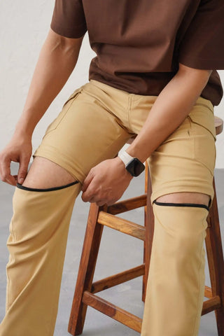 The Regular Fit Detachable Cargo Pants - Khaki Minus One