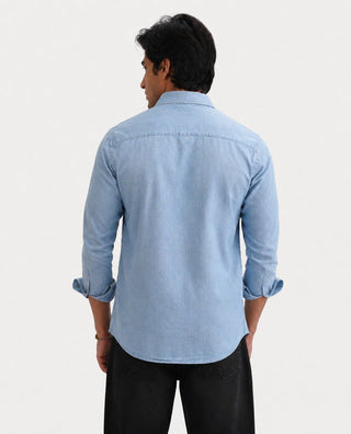 Light Blue Denim Shirt – Regular Fit, Full Sleeves
