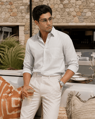 White Striped Organic Cotton Shirt – Button-Down Collar | Regular Fit