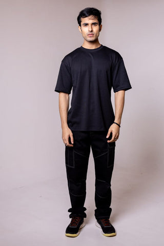Black Solid Oversized T-shirt - Gimaq - The magic shuffle!