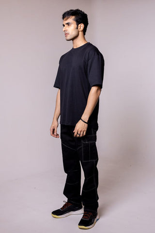 Black Solid Oversized T-shirt - Gimaq - The magic shuffle!