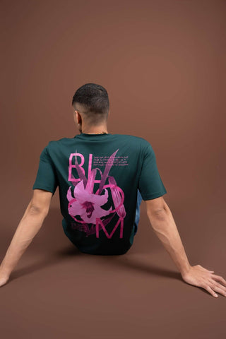 Bloom Printed Oversized Tee –Dark Green - Gimaq - The magic shuffle!