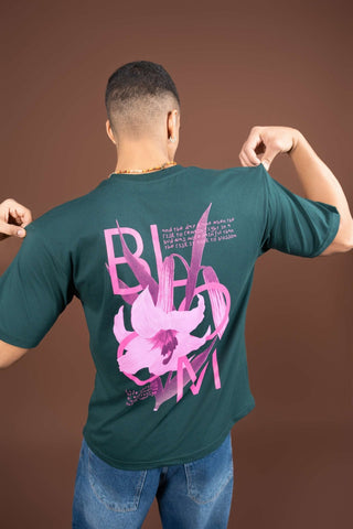 Bloom Printed Oversized Tee –Dark Green - Gimaq - The magic shuffle!