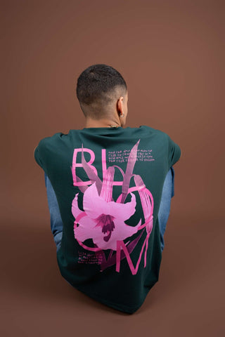 Bloom Printed Oversized Tee –Dark Green - Gimaq - The magic shuffle!