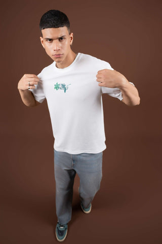 Bloom Printed Oversized Tee – White - Gimaq - The magic shuffle!