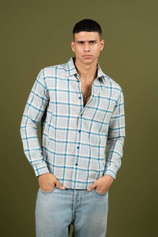 Blue Checked Cotton Shirt – Regular Fit - Gimaq - The magic shuffle!