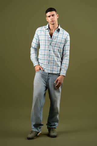 Blue Checked Cotton Shirt – Regular Fit - Gimaq - The magic shuffle!
