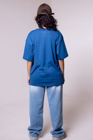 Blue Solid Oversized T-shirt - Gimaq - The magic shuffle!