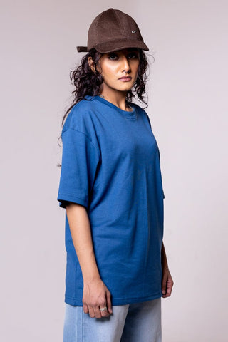 Blue Solid Oversized T-shirt - Gimaq - The magic shuffle!