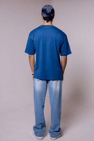 Blue Solid Oversized T-shirt - Gimaq - The magic shuffle!