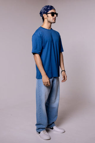 Blue Solid Oversized T-shirt - Gimaq - The magic shuffle!