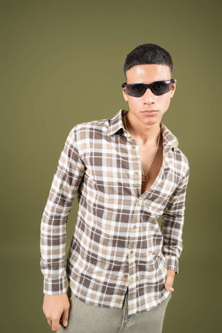 Brown Checked Cotton Shirt – Regular Fit - Gimaq - The magic shuffle!